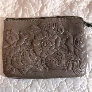 Patricia Nash Dark Gray Floral Embossed Clutch